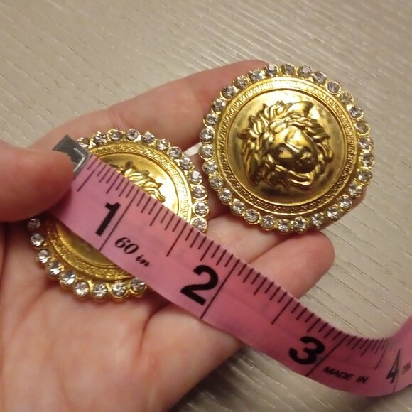 Gianni VERSACE JUMBO Vintage Crystal 💎✨ Clip-On Earrings - Picture 5 of 15